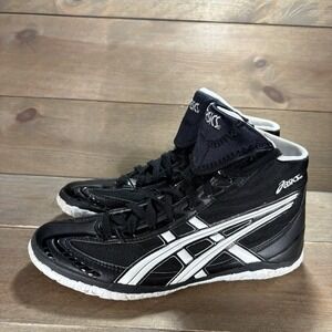 asics fuerte mens size 9 wreslting shoes black hightop athletic sneakers